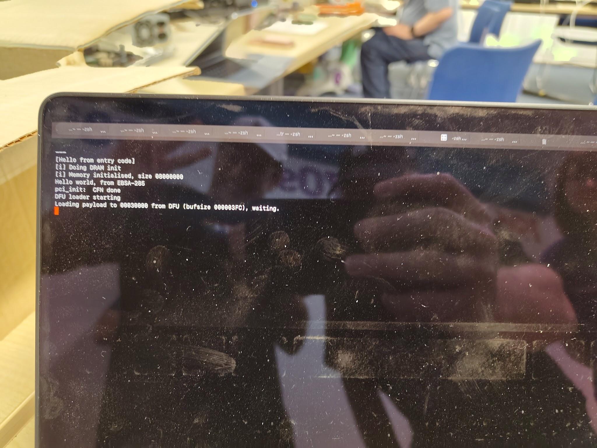 StrongARM development board terminal output
